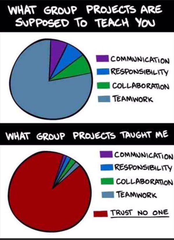 RT @codinghorror: Group projects in school, accura…