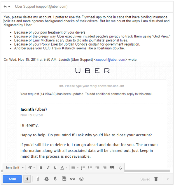 RT @JspiderSF: Uber asked why I wanted to #DeleteU…