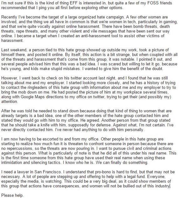 RT @ChrisWarcraft: RT @freebsdgirl: Dear @EFF. htt…