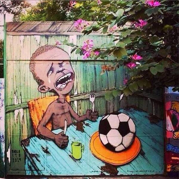 RT @HeartsMindsEars: Brazilian graffiti protesting…