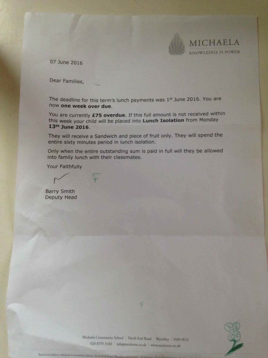 RT @cpeedell: This is most disgusting school lette…