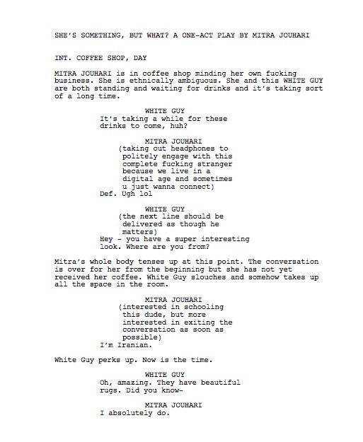 RT @tweetrajouhari: I wrote a one-act play about p…